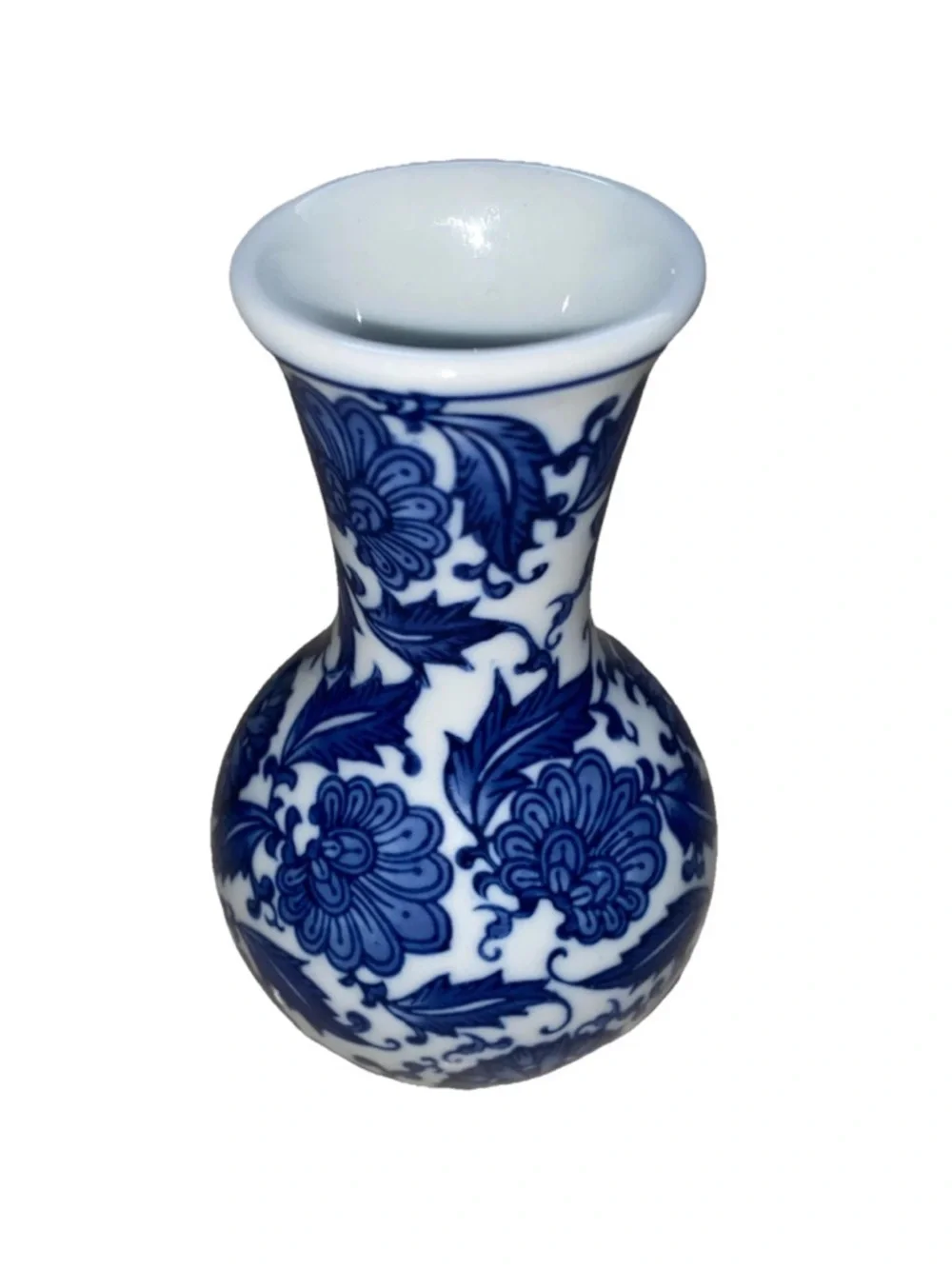 Vintage Bombay Blue and White Porcelain Bud‎ Vase Chinoiserie Floral